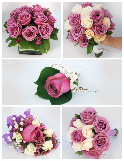 purple rose wedding flower package