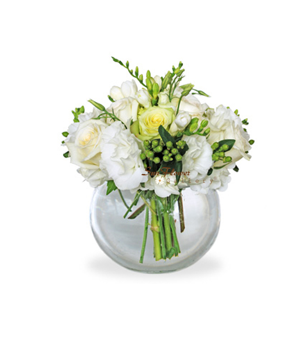 White Serenity flower arrangement by Sun Flower Gallery