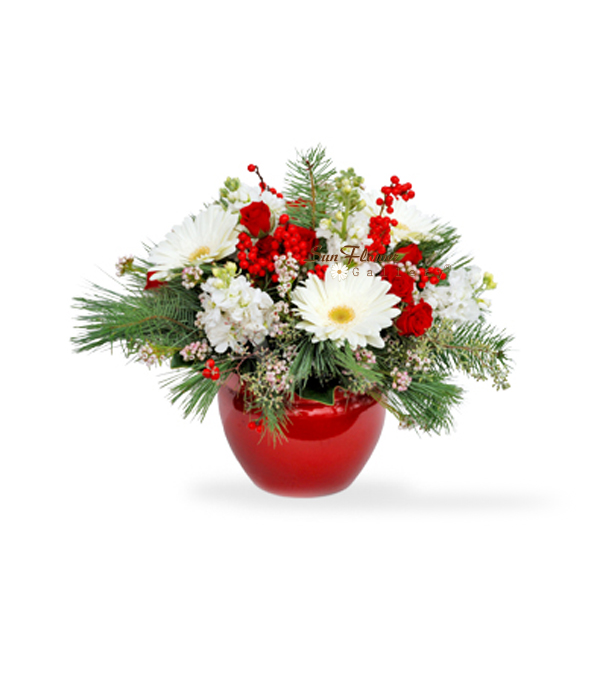White Snow winter holiday season flowers by Sun Flower Gallery.